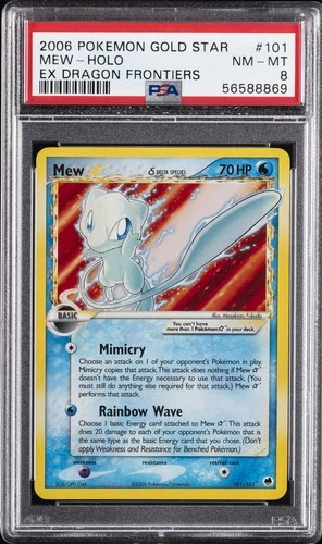 2006 POKEMON EX DRAGON FRONTIERS GOLD STAR #101 MEW-HOLO PSA 8