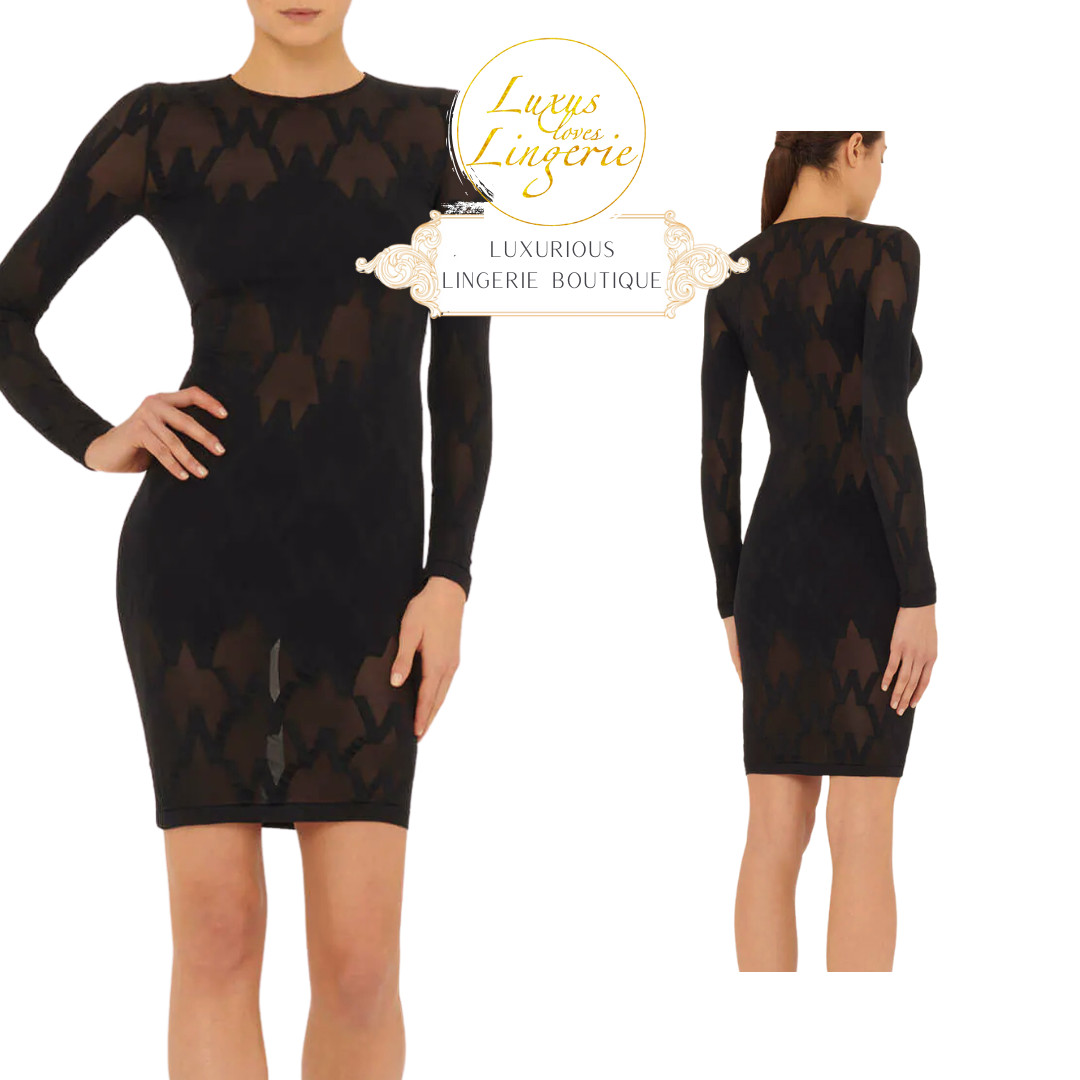 W Dress By Wolford M Medium Black Transparent Dress Logo Design