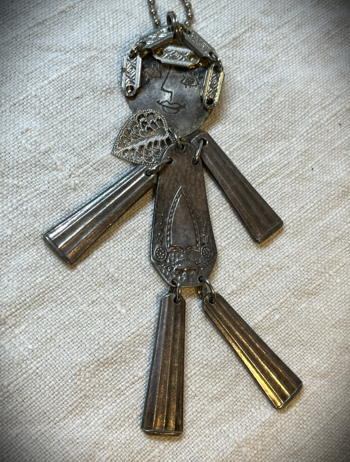 Upcycled Repurposed Flatware Necklace Articulated… - image 1
