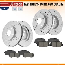 Front Rear Drilled Brake Disc Rotors & Ceramic Brake Pads for 2014 2015 Mazda 6