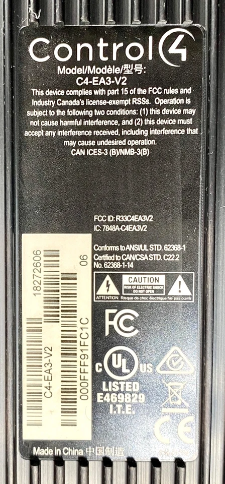 Control 4 C4-EA3- V2 Entertainment Automation Controller with C4-SR260 Remote - Image 4 of 4