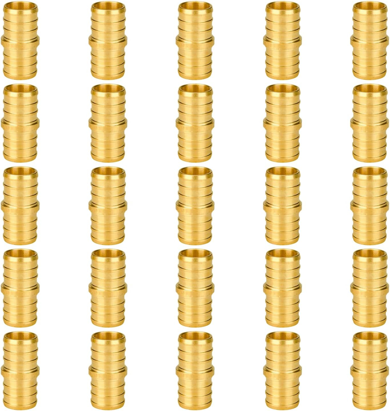 (25-Pack) 1/2 Inch Tee PEX Brass Crimp Fitting, Pex Tubing Fitting No