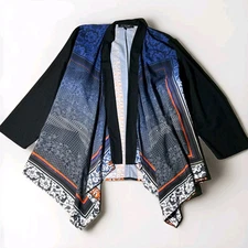 Citron Santa Monica Cardigan Shawl Multicolor Women’s Size 1X Open Boho Artsy