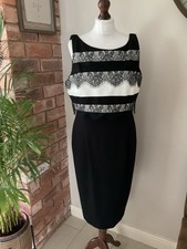 Coast Lace Stripe Dress Size 18 BNWT Black White Wedding Races Occasion rrp £95
