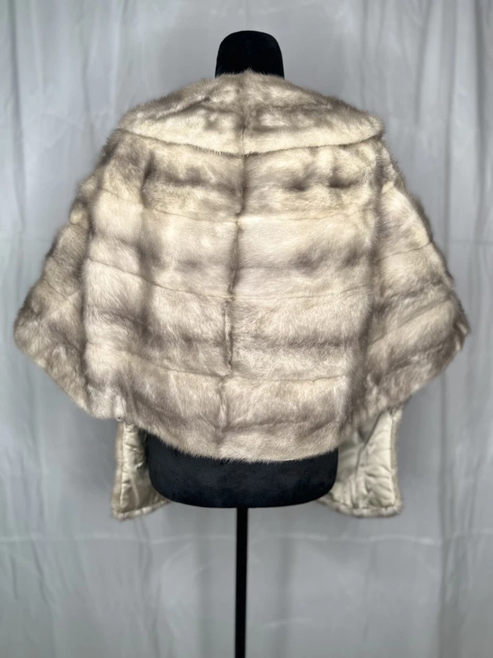 Estola/chaqueta corta de piel de visón de lujo vintage marfil beige/tono champán Foto 3 de 4