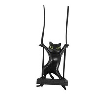 Cute Cat Car Hanging Ornament, Swing Rear View Mirror Charm, Auto Mirror Black