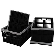 34liter Collapsible Storage Crates/stackable Storage Container Basket Set Of 4