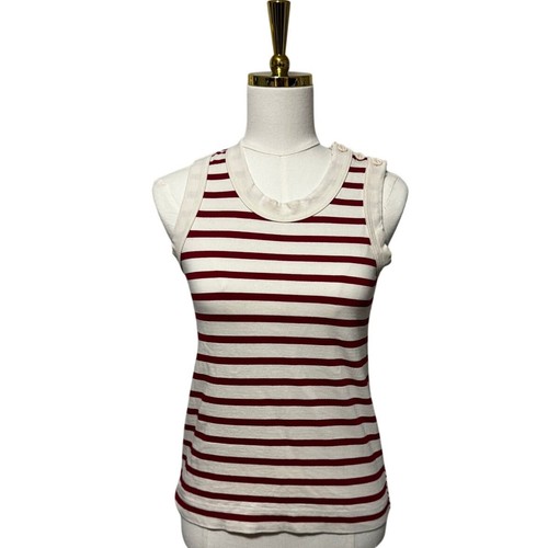 Nigel Cabourn, Nigel Cabourn Main Line Red & Cream Striped Sleeveless Tank Top Made in Japan 6