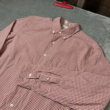 J Crew Shirting for Thomas Mason Shirt Gingham Plaid Slim Fit Red Men Sz XL
