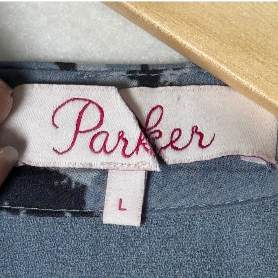 Parker Alice Blue Zebra Tiger Print Silk Blend Halter Tie Front Womens Blouse L - Image 4 of 4