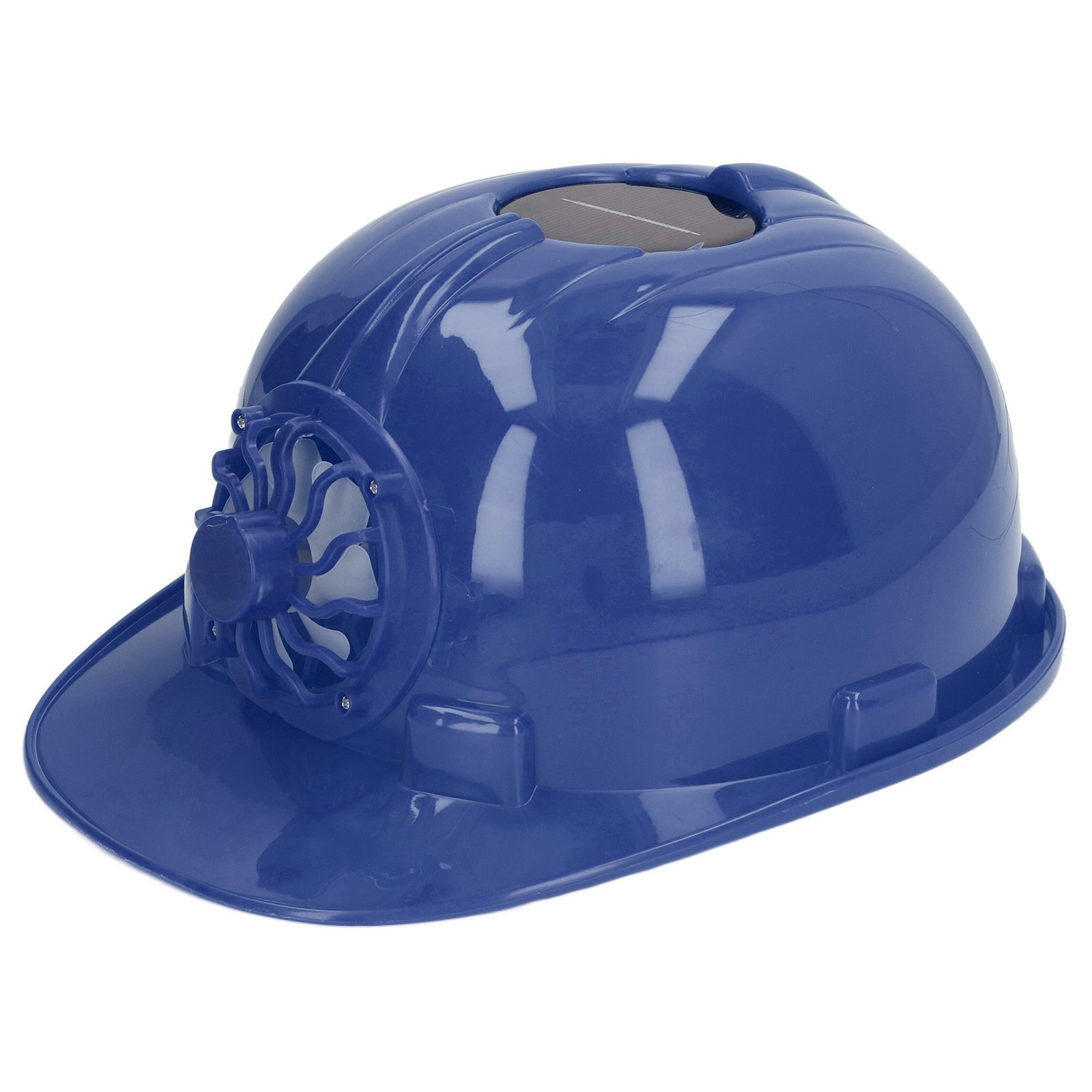 Breathable Hard Hat With Solar Fan Plastic Ventilated Safety Helmet Dark Blue