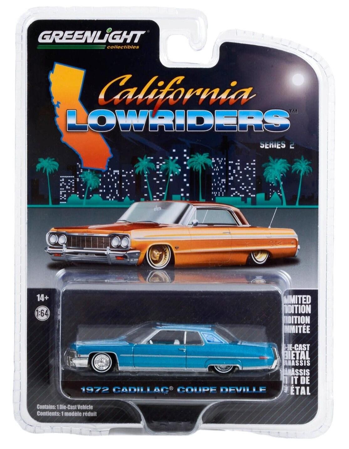 Greenlight 1:64 California Lowriders Series 2 1972 Cadillac Coupe Deville Blue