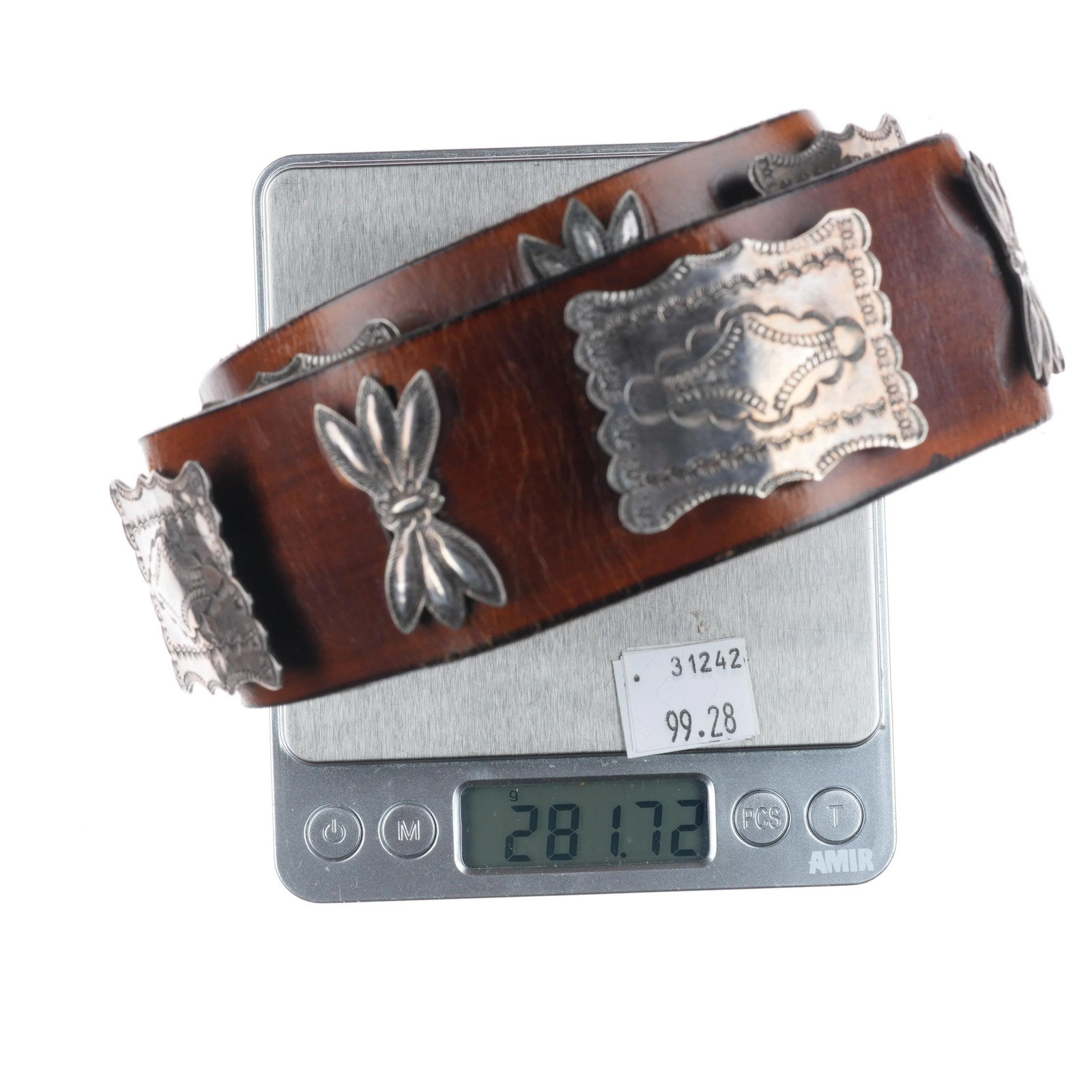 c1920 Antique Navajo sterling silver butterfly concho belt w/ amazing stampwork image 9