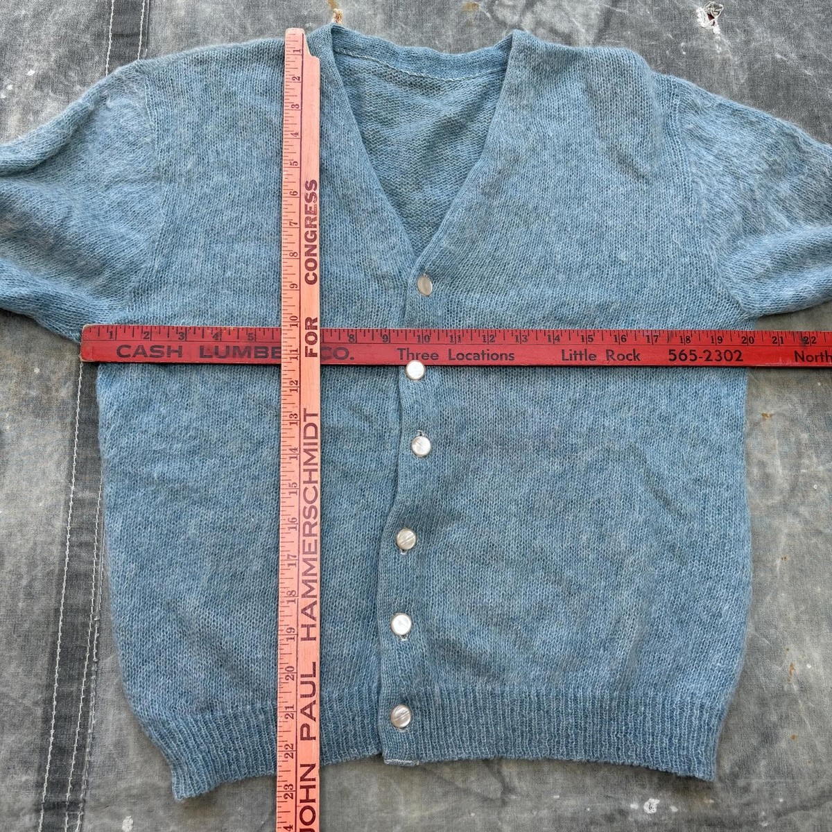 Vintage 60s Blue Mohair Fuzzy Kurt Cobain Sweater Cardigan