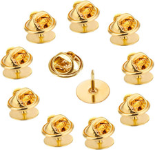 Gold Tie Tacks and Blank Pins with Clutch Back for Craft Making, Badge Insignia,