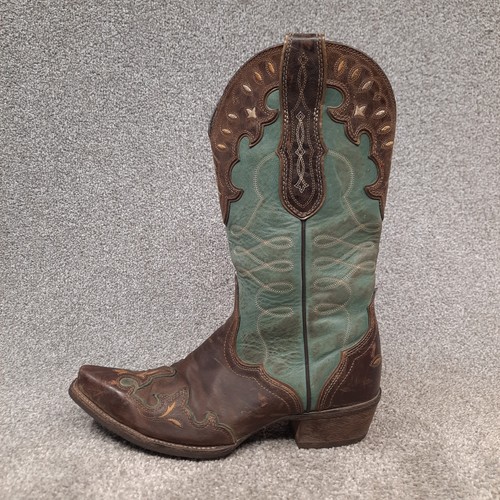 Ariat Zealous Western Snip Toe Boots Womens Size 9 B Teal Green Brown 10015347 - Picture 4 of 12