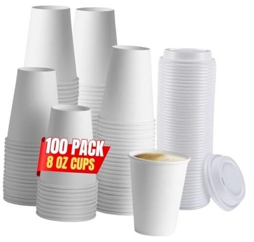 8 oz Coffee Cups With Lids Disposable Paper Coffee Hot Cups (100, Count)