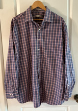 Peter Millar XXL Plaid Button-Down Shirt 100 Cotton Long Sleeve Blue Pink Check