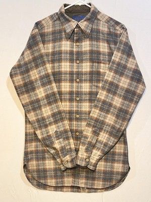 Pendleton Country Traditionals 100% Virgin Wool Brown/Blue Plaid Medium USA Made