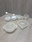 6 Vintage Moonstone Hobnail opalescent Lot