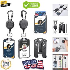 Badge Holder Retractable Clip Heavy Duty Carabiner Badge Reel Keychain with L...