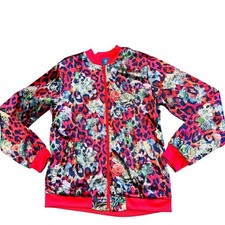 Adidas Youth Girls Zip Pink Floral Track Jacket Large