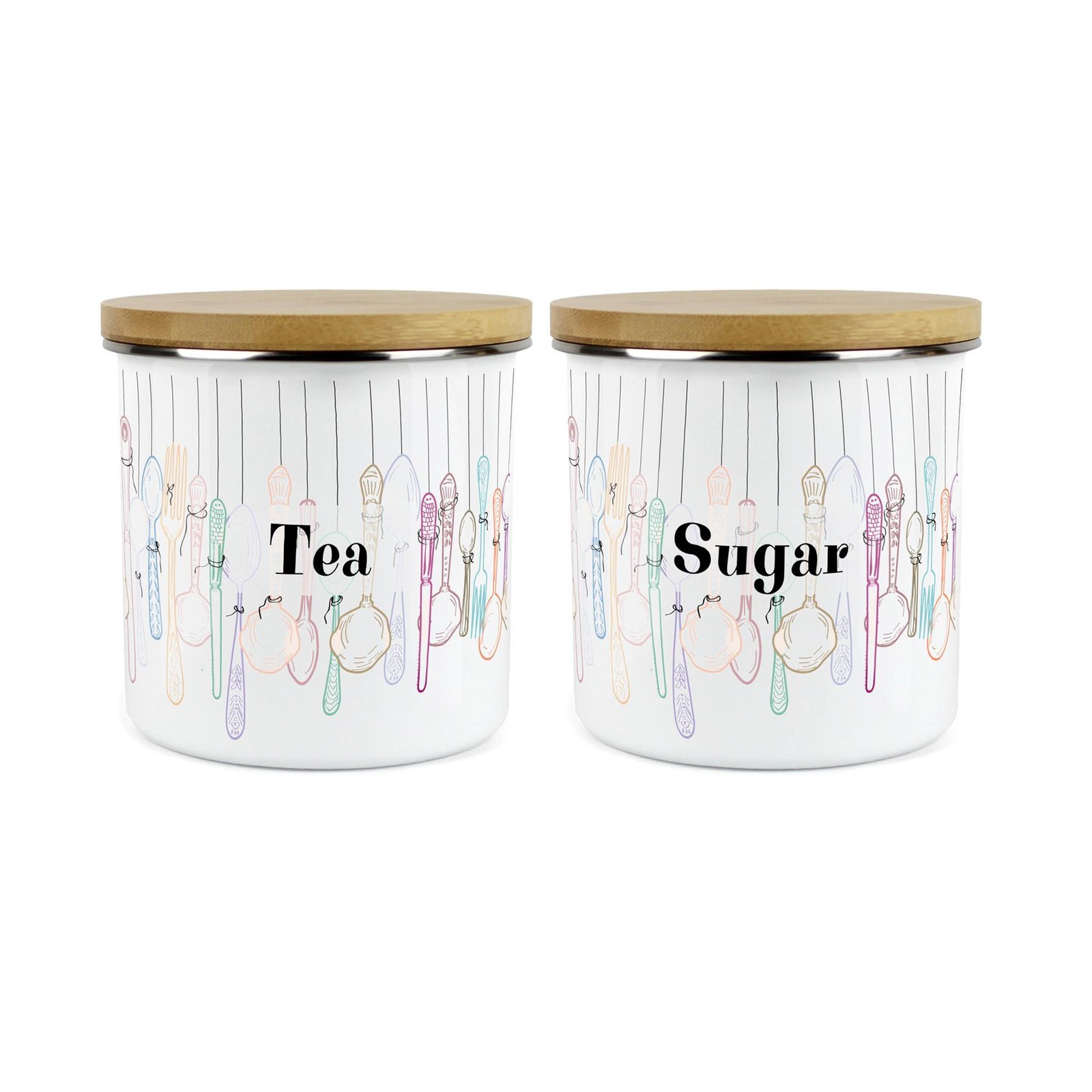 Vintage Cutlery Decaf Tea & Sugar Kitchen Storage Canister