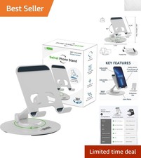 360  Adjustable Phone Stand - Portable  Foldable Desk Holder in Silver