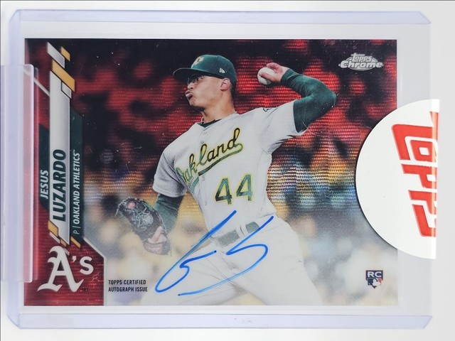 Jesus Luzardo 2020 Topps Chrome Rookie Red Wave Refractor RC Auto /5 Q1271