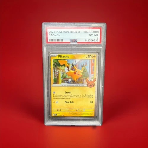 Pikachu - (Cosmos Holo) 018/091 Trick or Trade 2024 Holo PSA 8