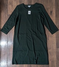 J Jill Ponte Womens Hunter Green Classic Sheath Mini Dress Size M NWT Minimalist
