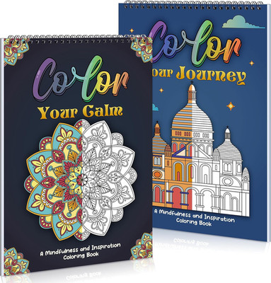 8.3×11.7in Adult Mandala Coloring Book for Relaxation, 2 Pack Adult Spiral Bound