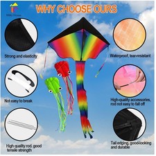 Ultimate Beach Kite Set - 3 Pack Octopus  Rainbow