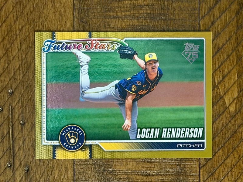 2026 Topps Series 2 Gold Holo Foil 18/50 #409 Logan Henderson Milwaukee Brewers