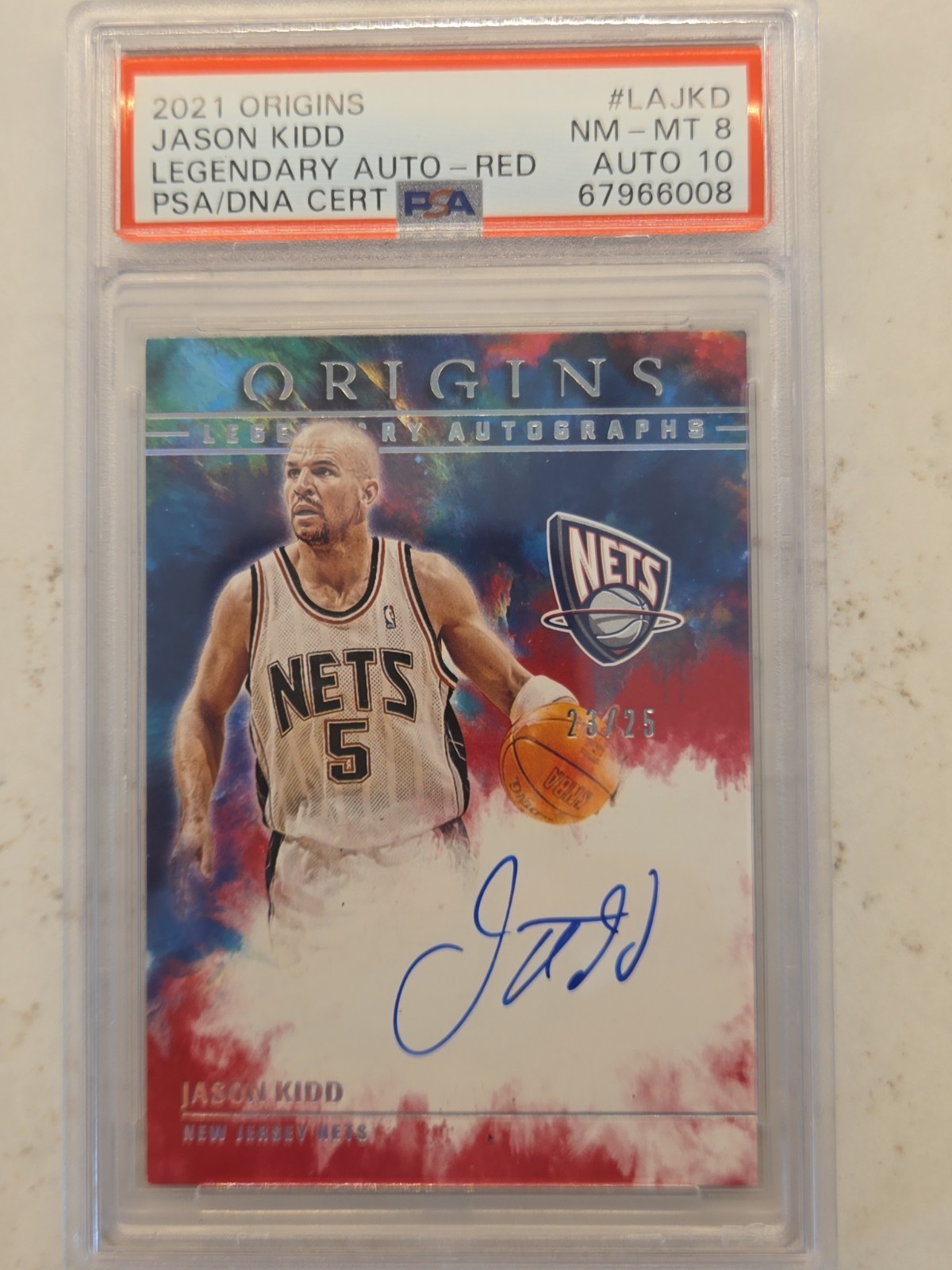 2021-22 ORIGINS JASON KIDD LEGENDARY AUTOGRAPHS ON CARD #23/25 PSA 8 AUTO 10 🔥