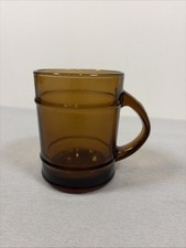 Vintage Anchor Hocking Oven Safe Brown Glass Coffee Mug Made In USA