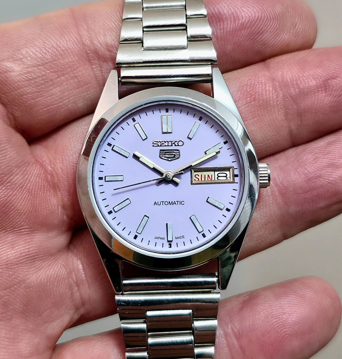 Vintage Seiko Sports 5 Automatic Watch Lavender Dial 6309A | eBay