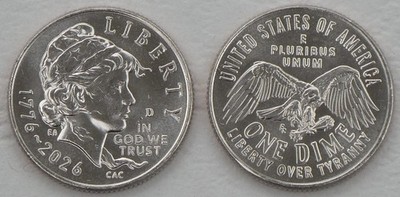 USA Semiquincentennial Dime 2026 D Liberty unz.