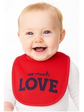 Carter's Baby Unisex Red Bib Valentine's Day "So Much Love" 100 Cotton Snap