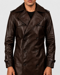 Mens Double Breasted Leather Coat | eBay