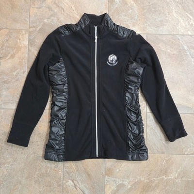 Cutter Buck Black Fleece Jacket Athletic Ruched Sides Full Zip Womens M