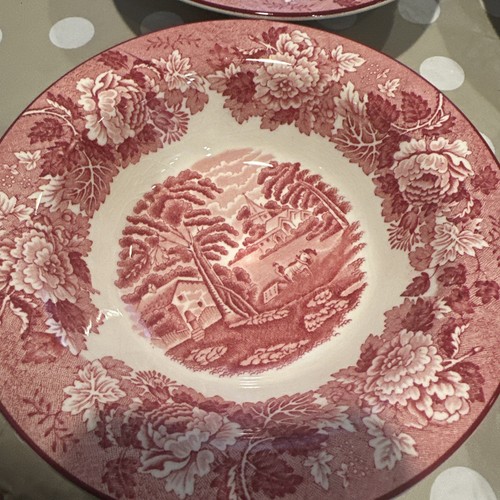 Pink Enoch Woods English Scenery Cereal Salad Bowl Wood & Sons Set Of 5 Rare - Picture 9 of 12