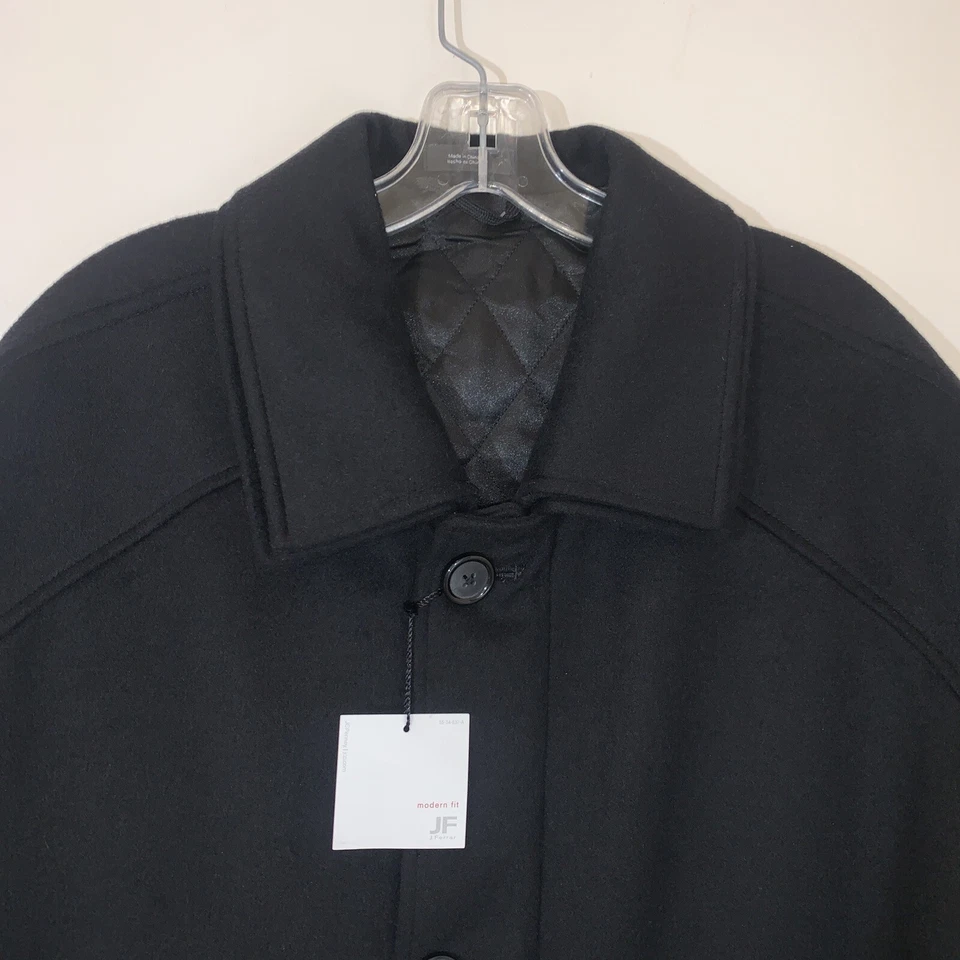 Abrigo J Ferrar Hombre Talla Grande Negro Mezcla Lana Interior Acolchado Foto 2 de 4