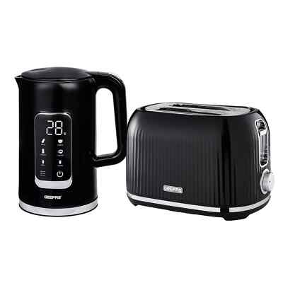 GEEPAS 1,7 L Digitaler Wasserkocher & 2200 W 2 Scheiben Brot Toaster Combo Set Schwarz