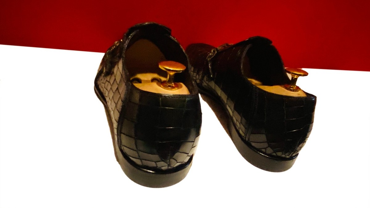 【良品】✨CESARE PACIOTTI 25cm 革靴 クロコ ワニ 黒 6 良品】✨CESARE PACIOTTI 25cm 革靴 クロコ ワニ 黒 6