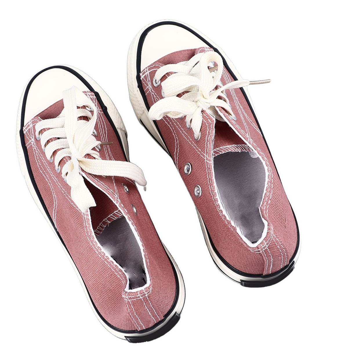 Russet Red 37 2pcs Thicken Bottom Canvas Shoes Fashionable Vintage Lace Up  C CMM