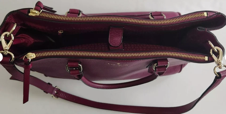 Bolso de Mano Kate Spade Mulberry Street Leighann Grande Borgoña Grano Guijarro Cuero Foto 3 de 4