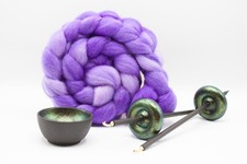 Complete Beginner Emerald Dragon Drop Spindle Spinning Kit - Midi Size Purple