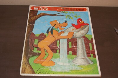 VINTAGE WALT DISNEYS  PLUTO FRAME TRAY PUZZLE BY WHITMAN NICE Rare!! Extra Thick