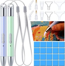 2 Pieces LED Diamond Painting Pen 5D Diamond Painting Pen Point Drill Pen USB Re